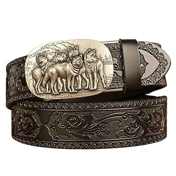 【貴重】JiaDa WESTERN BELT 2018AW JIARY Men's Leather Belt,Western Belts for Men Cowboy,Wolf